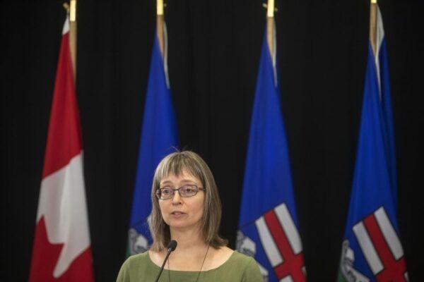 Alberta Chief Medical Officer of Health Dr. Deena Hinshaw provides a COVID-19 update in Edmonton on Sept. 3, 2021. (The Canadian Press/Jason Franson)