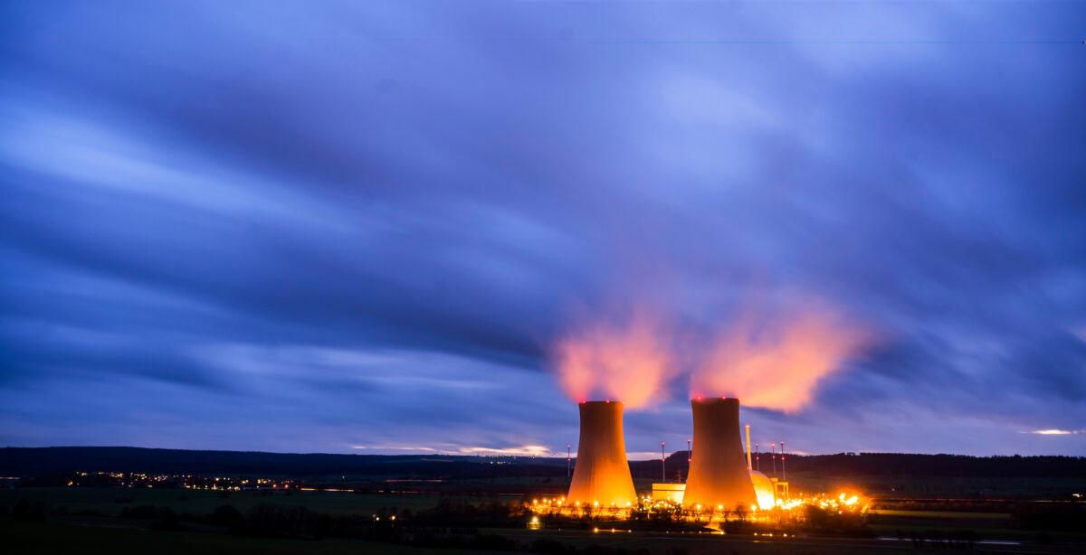 Steam rises from the cooling towers of the Grohnde nuclear power plant near Grohnde, Germany, on Dec. 29, 2021. (Julian Stratenschulte/dpa via AP)