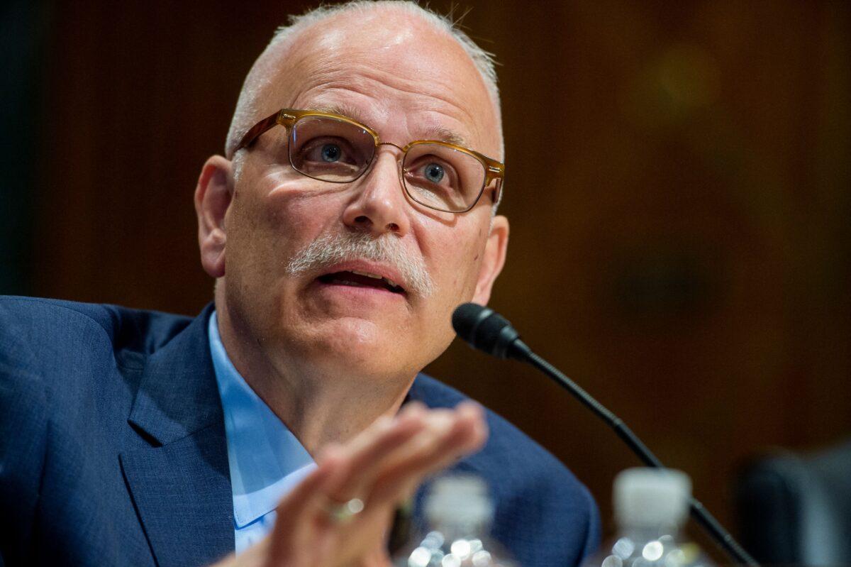 Chris Magnus testifies on his nomination to be the next U.S. Customs and Border Protection Commissioner before a Senate Finance Committee hearing on Capitol Hill on Oct. 19, 2021. (Rod Lamkey/Pool/AFP via Getty Images)