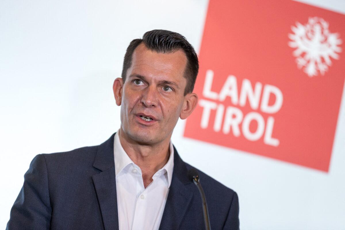 Austrian Health Minister Wolfgang Mueckstein addresses a press conference in Pertisau, Tyrol, Austria, on Nov. 19, 2021. (Johann Groder/EXPA/AFP via Getty Images)
