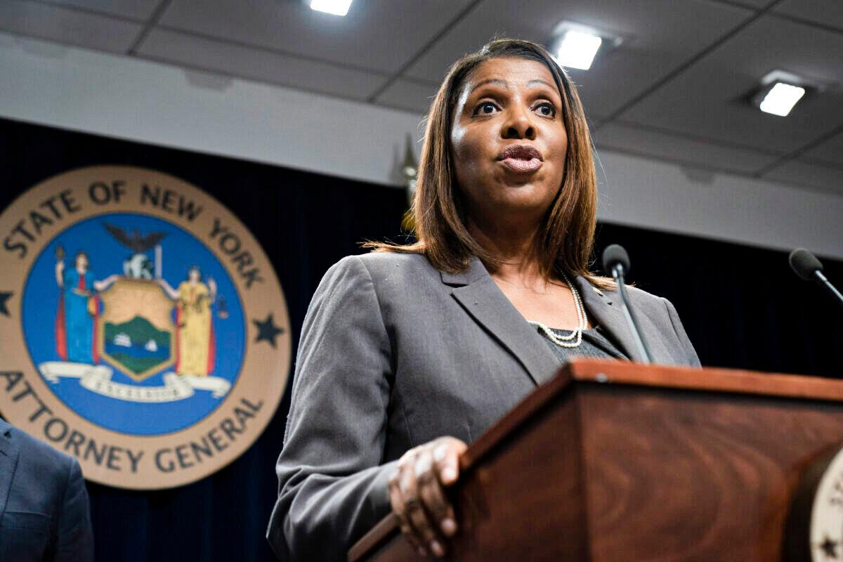 New York Attorney General Letitia James speaks during a press conference in New York City on June 11, 2019. (Drew Angerer/Getty Images)
