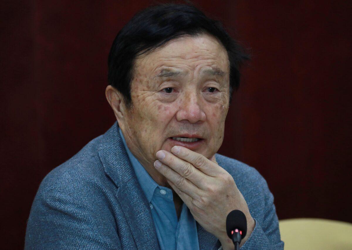 Huawei founder and CEO Ren Zhengfei speaks during a press briefing in Taiyuan, in China's northern Shanxi Province on Feb. 9, 2021. (Jessica Yang/AFP via Getty Images)
