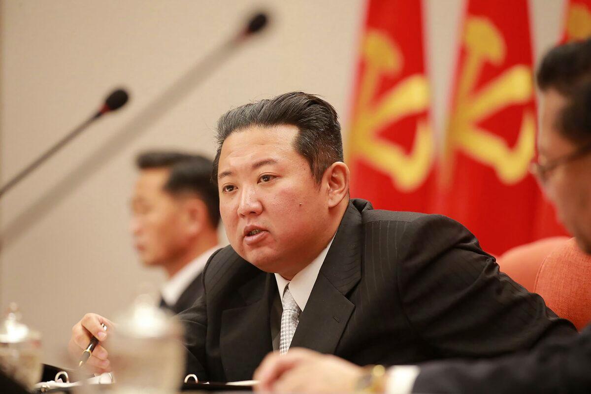 North Korean leader Kim Jong Un attends a meeting of the central committee of the ruling Workers' Party in Pyongyang, North Korea, in a photo taken between Dec. 27–31, 2021. (Korean Central News Agency/Korea News Service via AP)