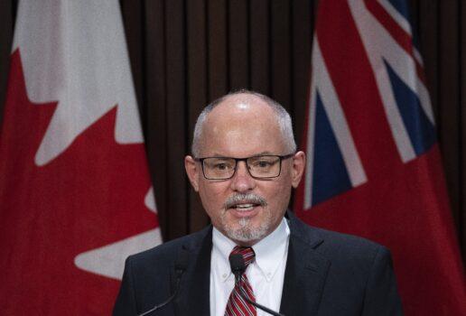 Dr. Kieran Moore, Ontario's Chief Medical Officer of Health, makes an announcement in Toronto on Jan. 12, 2022. (The Canadian Press/Nathan Denette)