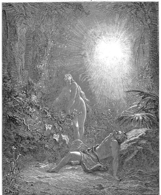 For Christians, God created man and woman on the sixth day. A Bible illustration by Gustave Doré. (Public Domain)