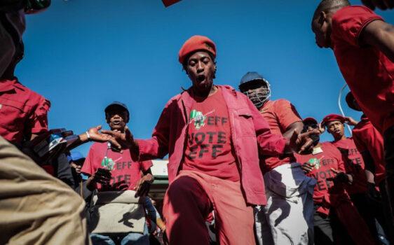 EFF members sing their 'Shoot the farmer' song at a recent protest in Johannesburg. (EFF)