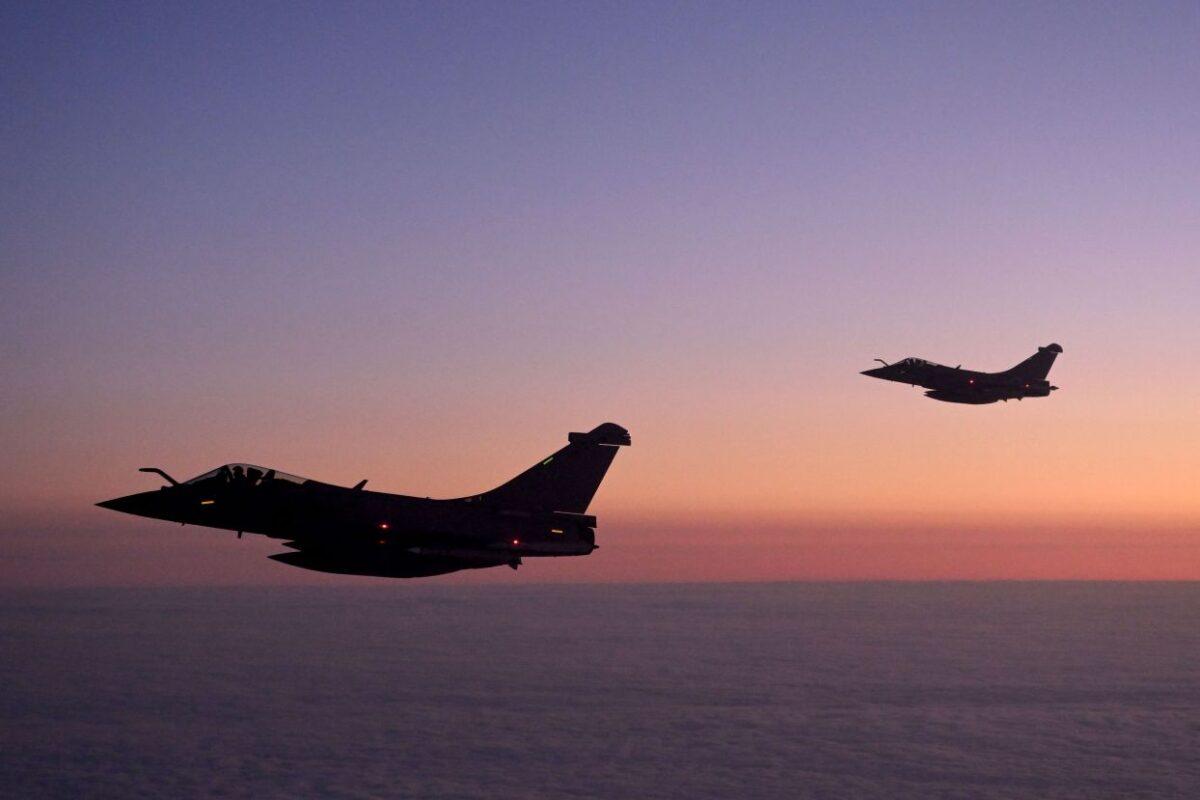 Rafale jet fighters of the French air force patrol the airspace over Poland on March 4, 2022, as part of NATO's surveillance system. (Nicolas Tucat/AFP via Getty Images)