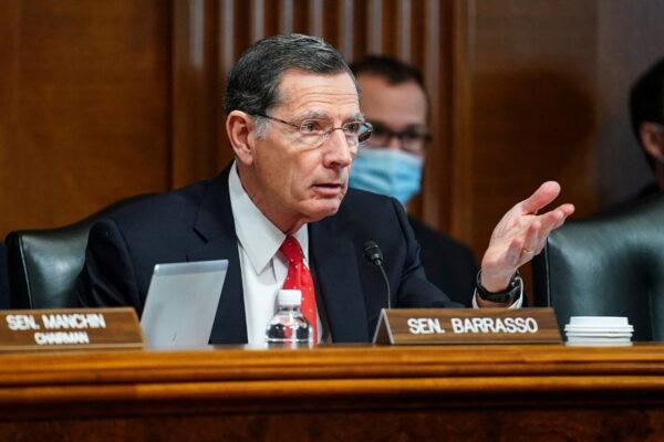 Senator John Barrasso (R-Wyo.) speaks during a Senate Energy and Natural Resources Committee hearing on Capitol Hill in Washington, on Jan. 11, 2022. (Sarah Silbiger/Reuters)