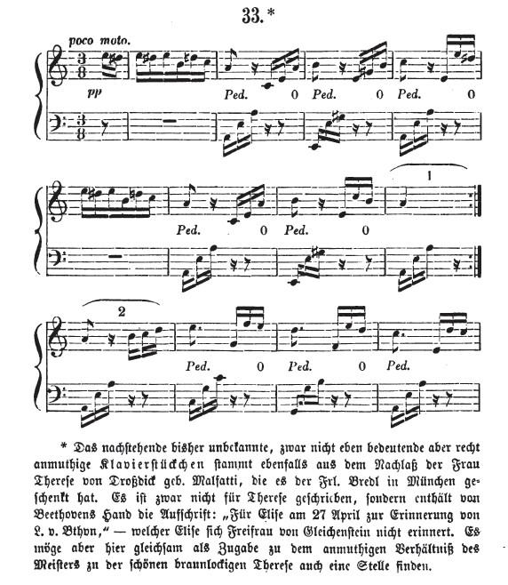 Beethoven's musical score for "Für Elise." (Public Domain)