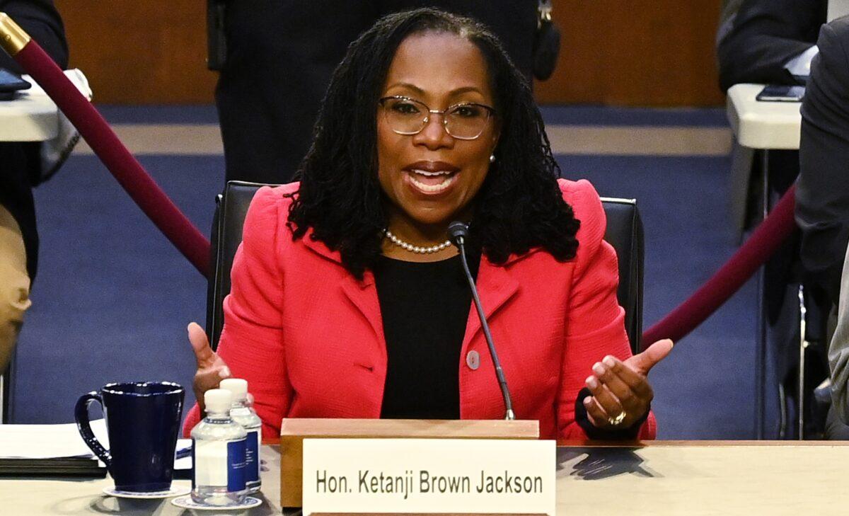 Judge Ketanji Brown Jackson testifies on her nomination to become an associate justice of the U.S. Supreme Court during the Senate Judiciary confirmation hearing in Washington on March 22, 2022. (Mandel Ngan-Pool/Getty Images)