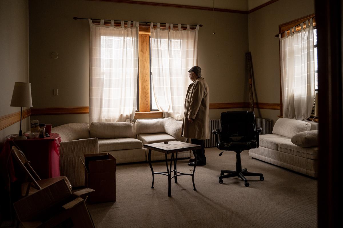 Arthur Goldberg inside an empty room where people used to get therapy to overcome unwanted same-sex attraction at the Committee for the Absorption of Soviet Emigrees, where he is no longer an officer, in Jersey City, N.J,. on March 24, 2022. (Samira Bouaou/The Epoch Times)