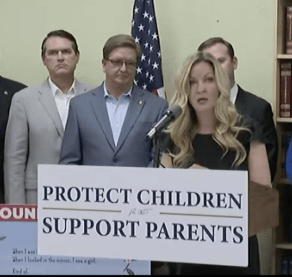 January Littlejohn, a Leon County, Fla., parent addresses the crowd at the Parental Rights in Education Bill signing event on March 28, 2022. (Screen Shot)