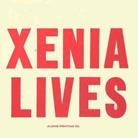 "Xenia Lives" bumper stickers were placed all over the city as Xenians picked up and rebuilt. (Courtesy of the Greene County Historical Society)