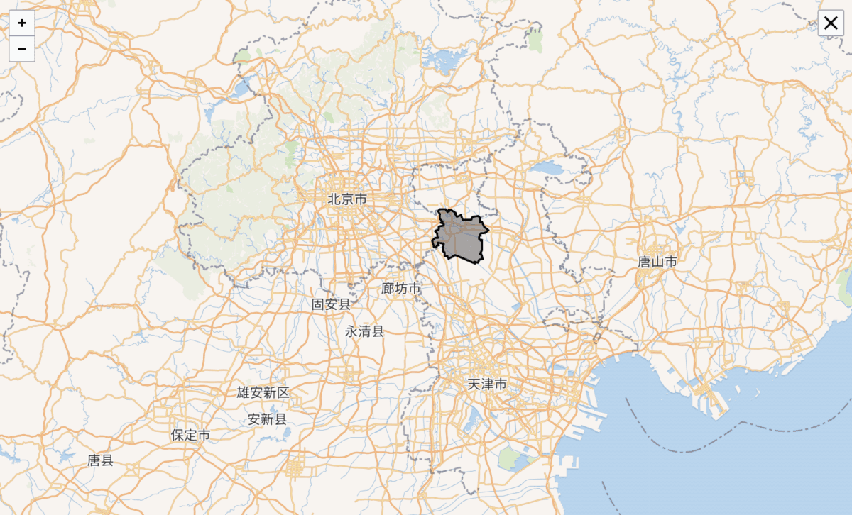 Map of Xianghe county to the southeast of Beijing. (Screenshot by The Epoch Times)