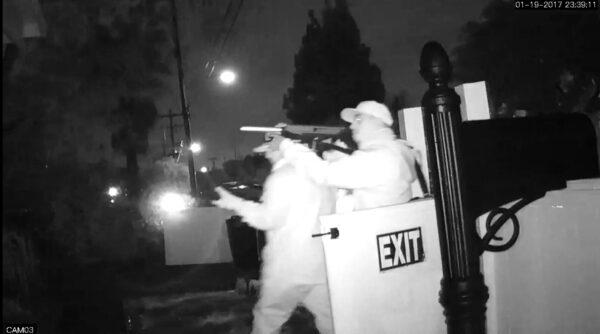 An undated still image from a video taken during one of the murder cases outlined in the indictment of 31 members and associates of the Mexican Mafia, which was announced by local and federal officials in Orange, Calif., on April 27, 2022. (Courtesy of the Federal Bureau of Investigation)
