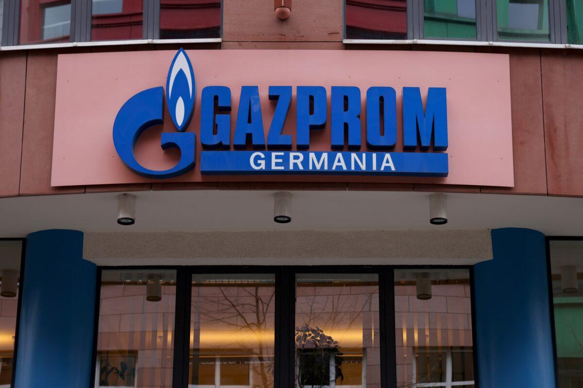 The corporate headquarters of Gazprom Germania, the German unit of Russian natural gas company Gazprom, in Berlin, on March 30, 2022. (Sean Gallup/Getty Images)