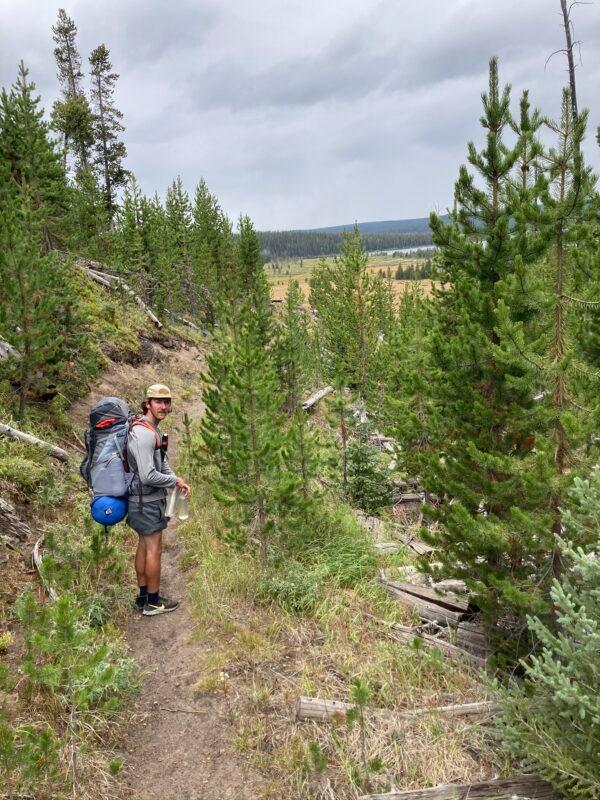 Janicki on the Continental Divide Trail in 2020, near Shoshone Lake, Yellowstone. (Courtesy of Eddie Janicki)
