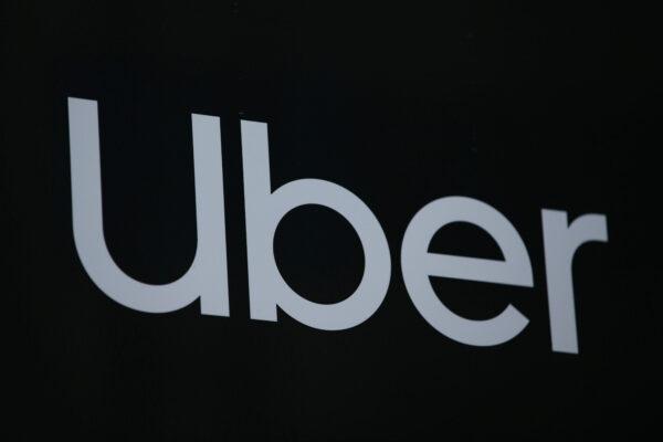 The Uber logo in London on March 17, 2021. (Hollie Adams/Getty Images)