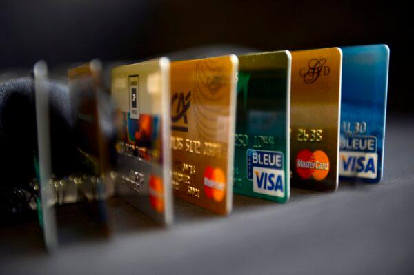 A photo taken in Marseille, France shows credit cards on Feb. 5, 2013. (ANNE-CHRISTINE POUJOULAT/AFP via Getty Images)