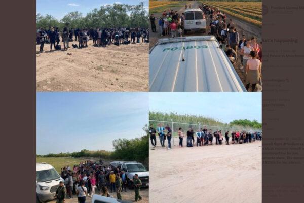 Border Patrol agents apprehend several large groups of illegal immigrants near Eagle Pass, Texas, on the weekend of May 15, 2022. (Border Patrol)