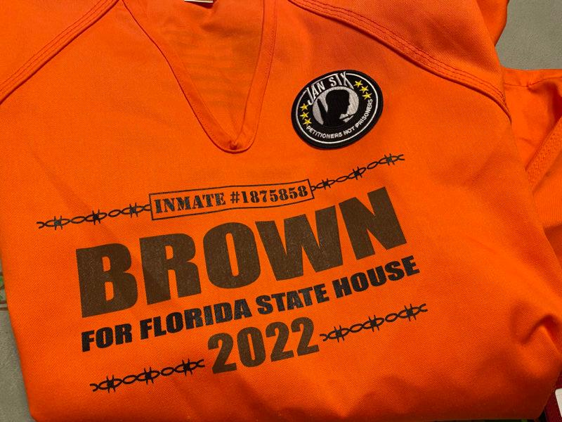 Campaign shirt for Jeremy Brown, Jan. 6 prisoner and candidate for Florida House of Representatives in District 62. (Patricia Tolson/The Epoch Times)