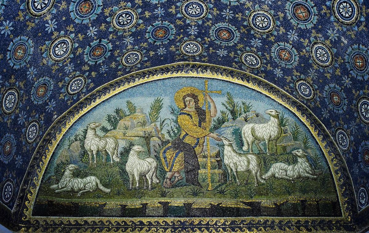"The Good Shepherd," a mosaic in the mausoleum of Galla Placidia. (Petar Milošević/CC BY-SA 4.0)
