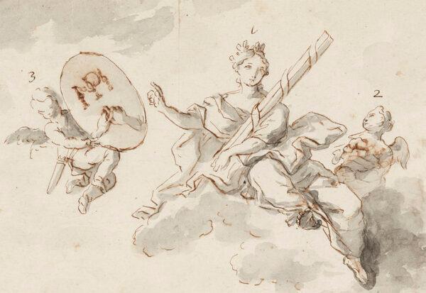 Detail of sketched figure from "Allegory to the Royal Wedding" by Pedro Alexandrino de Carvalho. Courtesy of the National Museum of Ancient Art in Lisbon Portugal. (Public Domain)