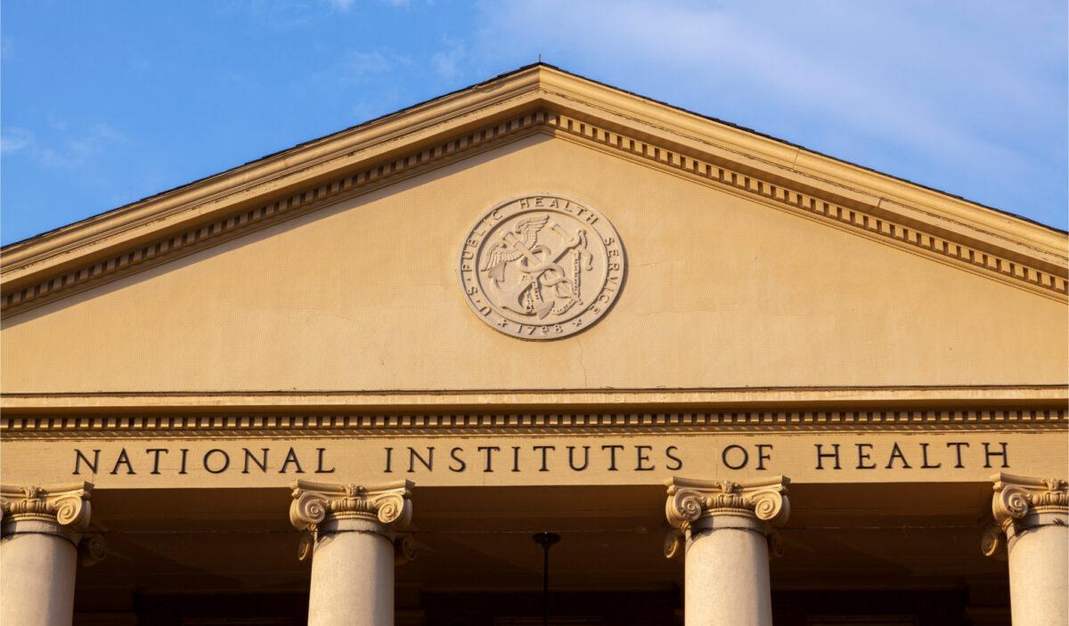 An exterior view of a building on the National Institutes of Health (NIH) campus in Bethesda, Md., on Nov. 21, 2020. NIH funds the majority of biomedical research in the United States. (grandbrothers/Shutterstock)