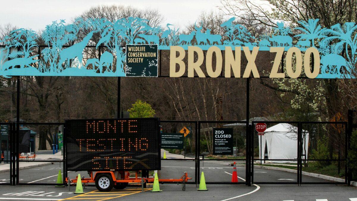 Entrance to the Bronx Zoo in the Bronx borough of New York on April 5, 2020. (Eduardo Munoz/Reuters)
