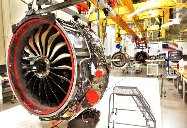 Technicians build LEAP engines for jetliners at a new, highly automated General Electric (GE) factory in Lafayette, Ind., on March 29, 2017. (Alwyn Scott/Reuters)