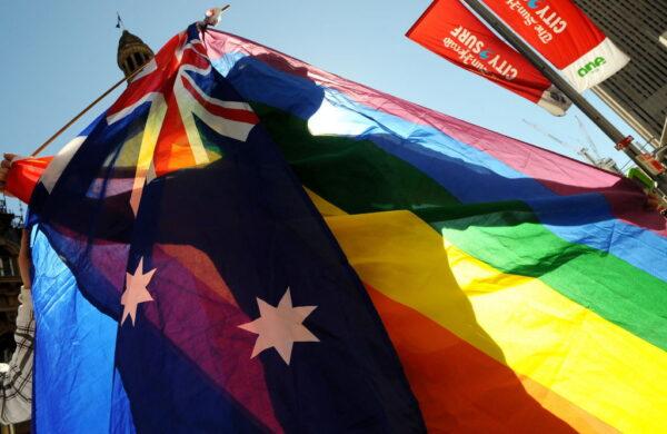 A protester during a gay rights march in Sydney, Australia, on Aug. 1, 2009. (Torsten Blackwood/AFP via Getty Images)