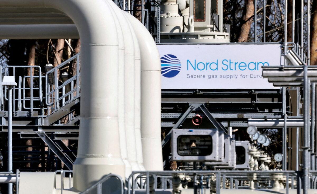 Pipes at the landfall facilities of the Nord Stream 1 gas pipeline are pictured in Lubmin, Germany, on Mar. 8, 2022. (Hannibal Hanschke/Reuters)