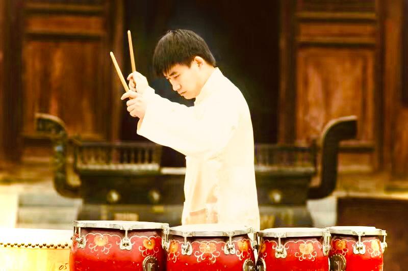 Cheng Song plays drums in China, in an undated photo. (Courtesy of Cheng Song)
