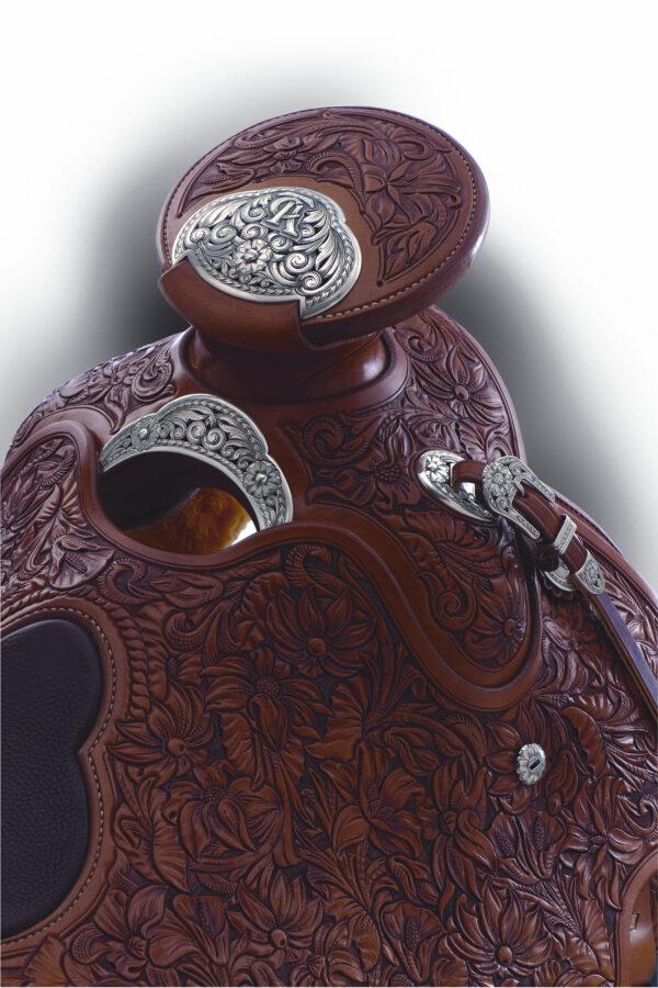 Silversmith Scott Hardy and saddlemaker John Willemsma created this saddle with sterling silver filigree (soldered silver sterling beadwork) embellishments for the 2009 Traditional Cowboy Arts Exhibition & Sale at the National Cowboy & Western Heritage Museum in Oklahoma City. (National Cowboy & Western Heritage Museum)