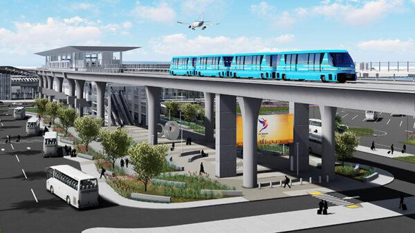 A concept graphic of the Automated People Mover train coming to Los Angeles International Airport (LAX) in 2023. (Courtesy of the City of Los Angeles)