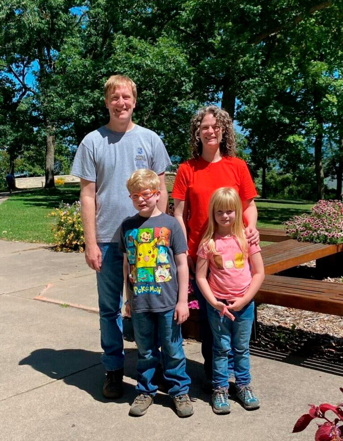 Tyler Schmidt and his wife Sarah pose with their son Arlo and daughter Lula during a family outing in a file photo. (Courtesy of the Schmidt and Morehead families)