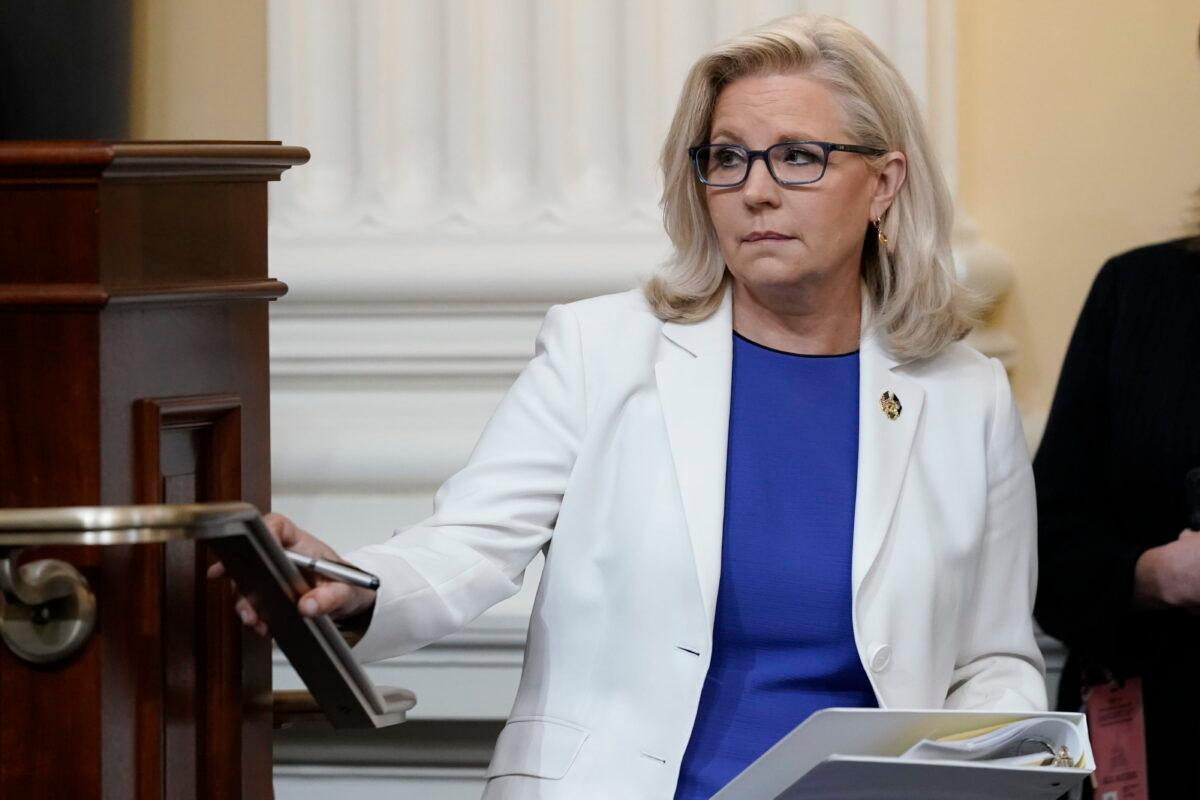 Vice Chair Liz Cheney, R-Wyo., arrives after a break as the House select committee investigating the Jan. 6 attack on the U.S. Capitol holds a hearing at the Capitol in Washington, on July 21, 2022. (J. Scott Applewhite/AP Photo)