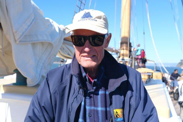 Alan Olson aboard the Matthew Turner in Sausalito, Calif., on Aug. 13, 2022. (David Lam/NTD)