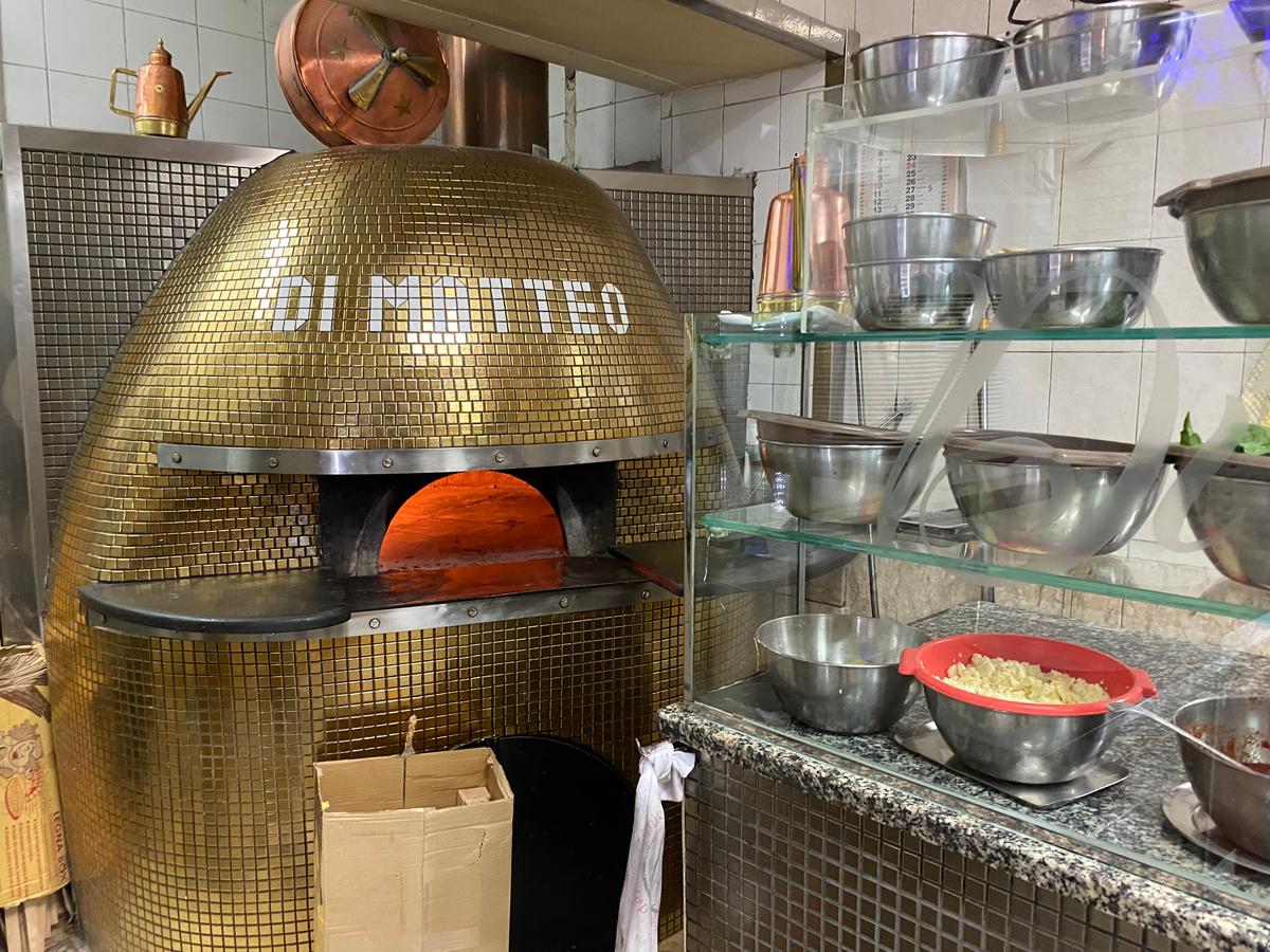 The pizza oven at Pizzeria Matteo. (Tim Johnson)