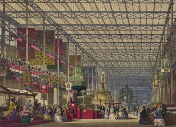 A print showing the 1851 Great Exhibition at the Crystal Palace in London, where McCormick's reaping machines drew rave reviews. (Everett Collection/Shutterstock)