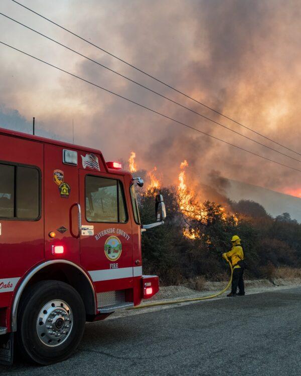 Multiple fire agencies battle the Fairview Fire burning in Hemet, Calif., on Sept. 7, 2022. (Courtesy of Riverside County Fire Department)