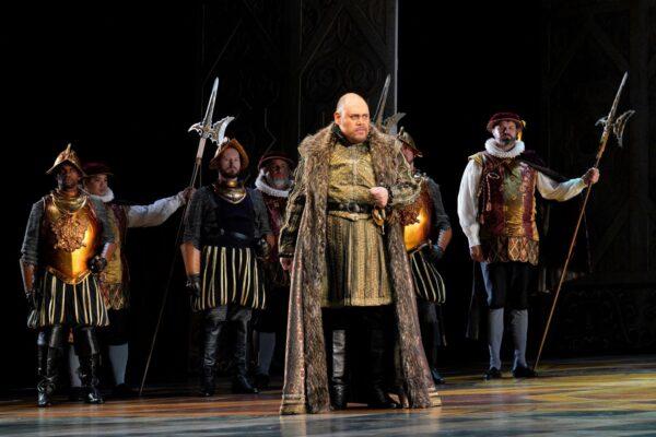Baritone Quinn Kelsey as Don Carlo, a king torn between the harshness of ruling and the empathy of kindness in the Lyric Opera of Chicago's production of Verdi's opera "Ernani." (Cory Weaver)