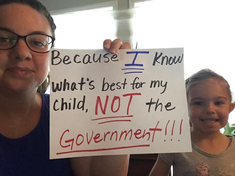 April Few posted this "selfie" during 2020, taking a stand on behalf of her children. (Courtesy of April Few)