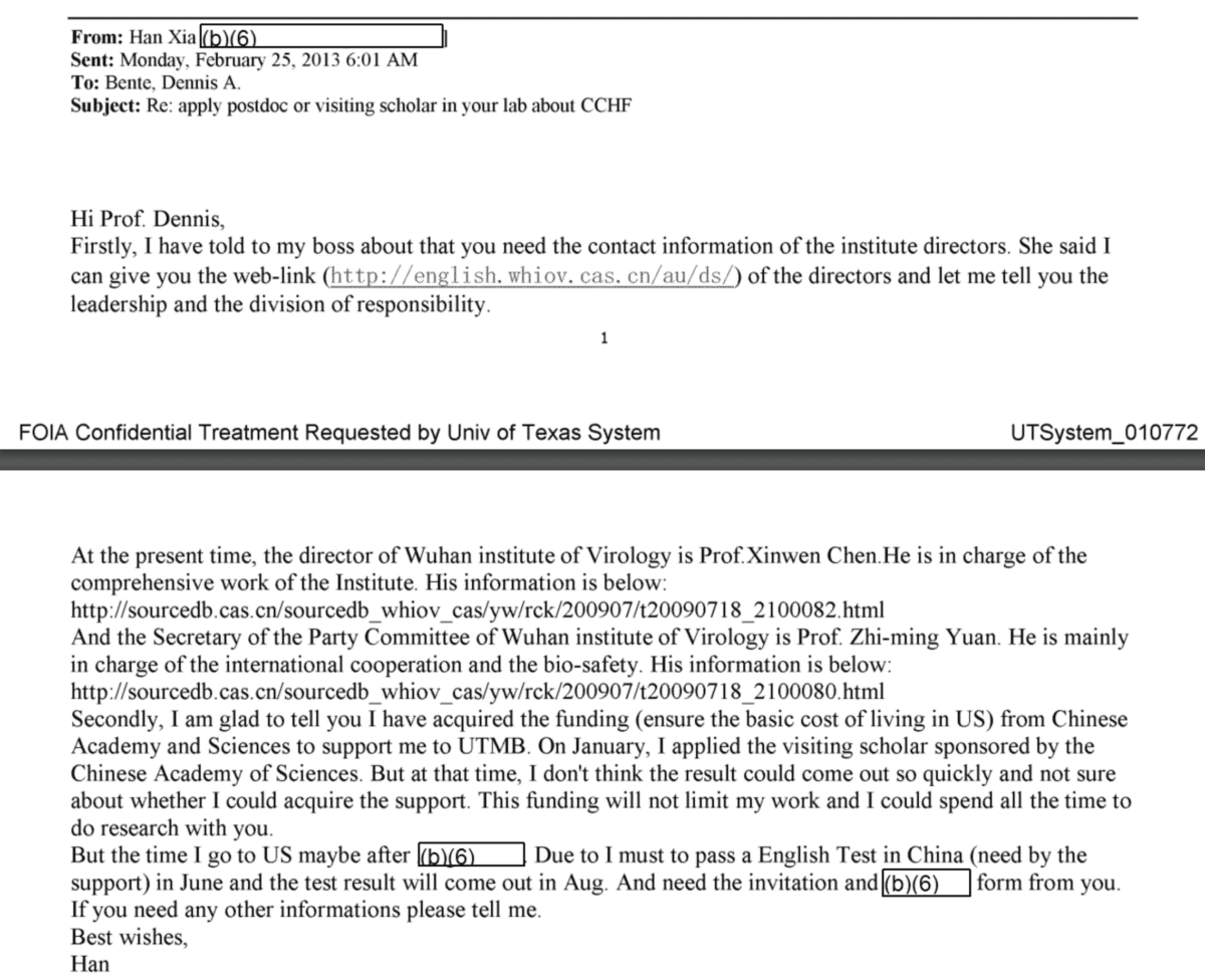 The email obtained by U.S. Right to Know. (Screenshot/The Epoch Times)