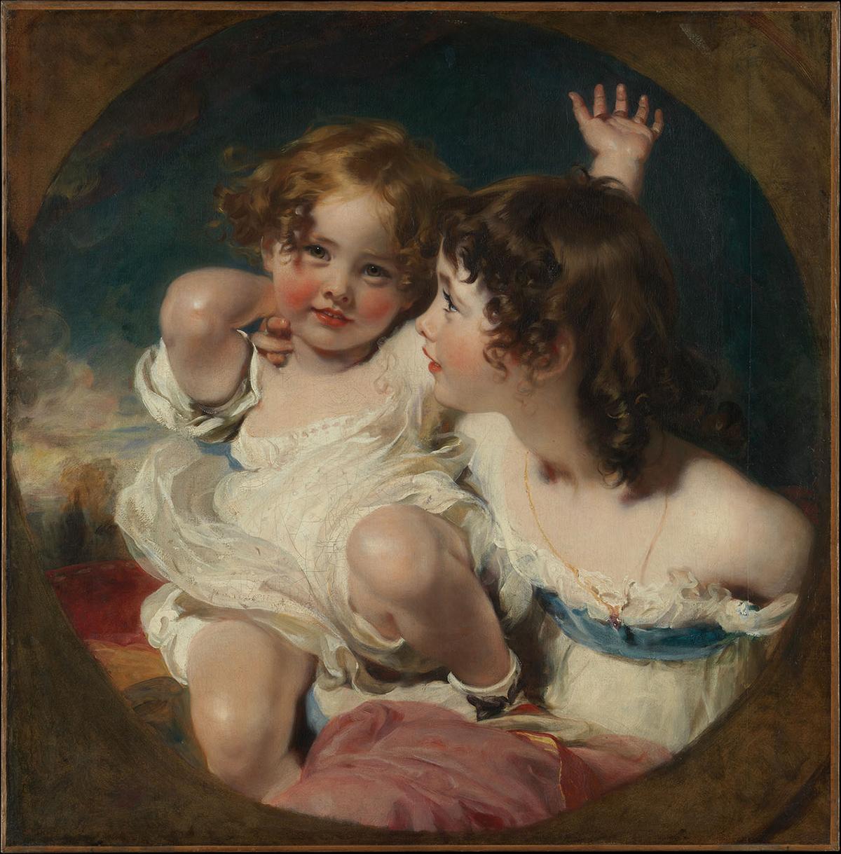 A portrait of two girls embodying the unabashed exuberance of childhood with the spark of enthusiasm in their eyes. "The Calmady Children," 1823, by Sir Thomas Lawrence. Oil on canvas. The Metropolitan Museum of Art, New York. (Public Domain)