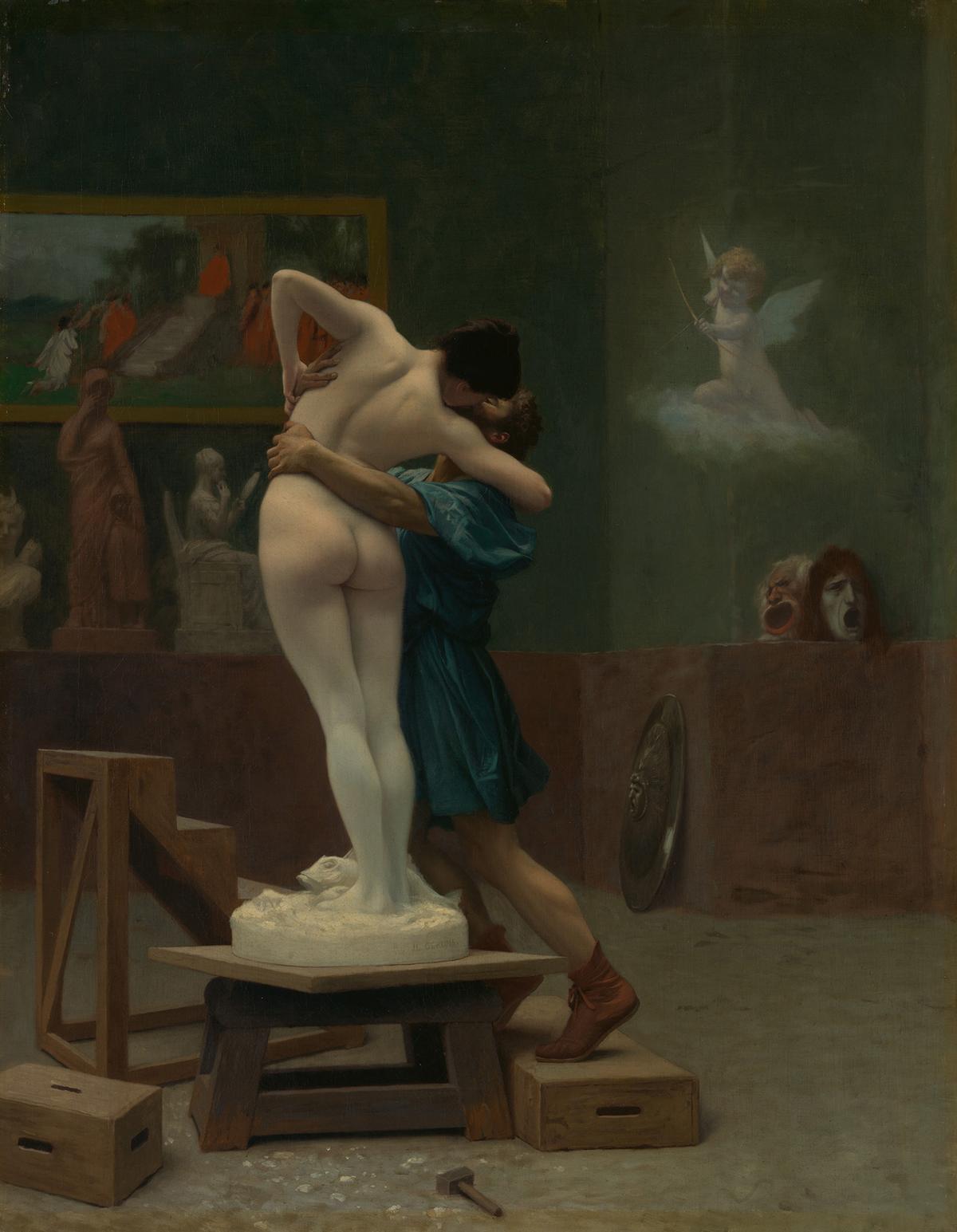 Pygmalion’s wish for a wife, as beautiful as his statue Galatea, is granted by Venus. "Pygmalion and Galatea," circa 1890, by Jean-Leon Gerome. Oil on canvas. The Metropolitan Museum of Art, New York. (Public Domain)