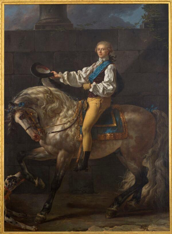 The equestrian portrait of Stanislaw Kostka Potocki, 1781, by Jacques-Louis David. Oil on canvas; 9 feet, 11 5/8 inches by 7 feet, 1 3/4 inches. Collection of the Museum of King Jan III’s Palace at Wilanow, in Warsaw, Poland. (Agnieszka Indyk)