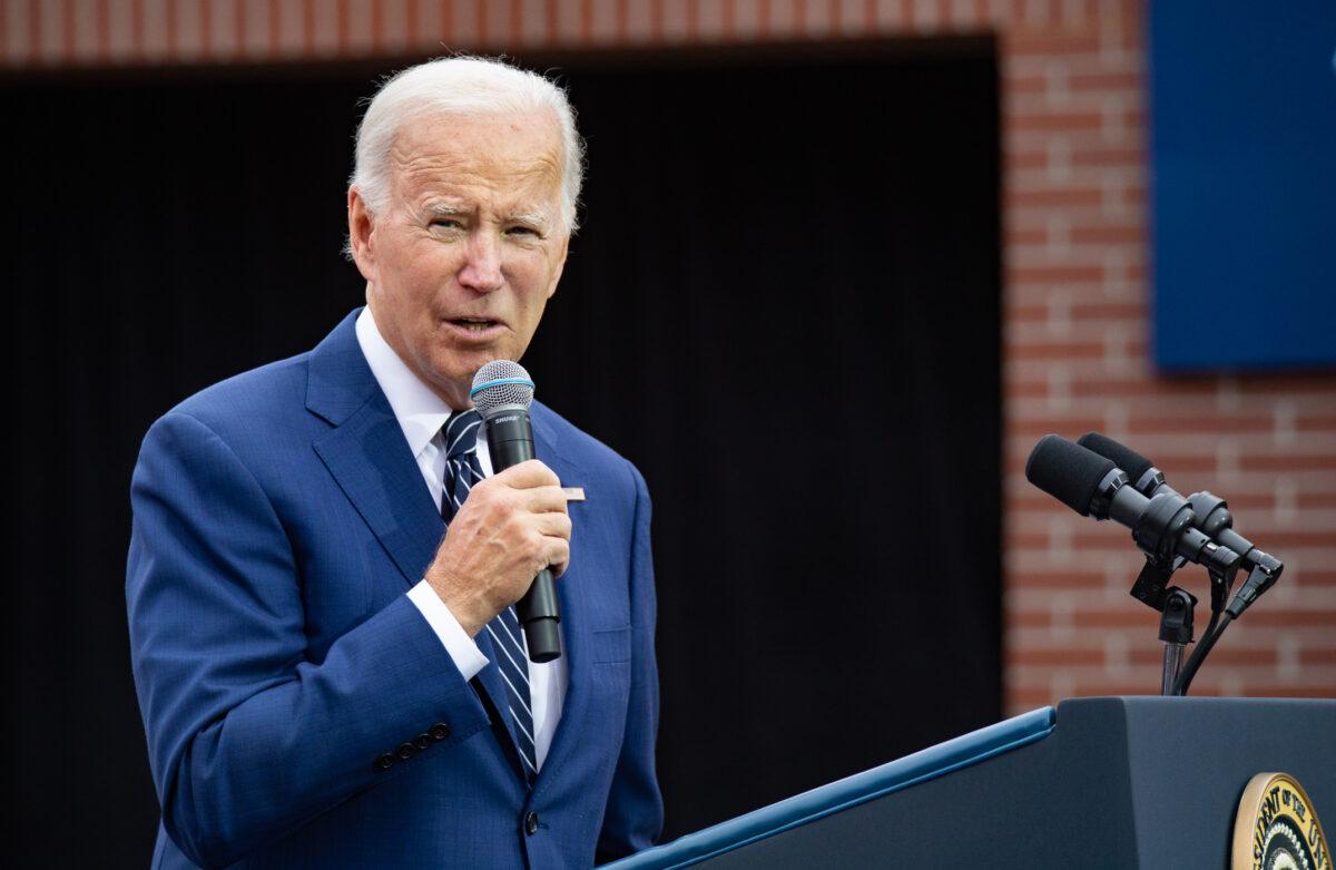 President Joe Biden speaks in Irvine, Calif., on Oct. 14, 2022. (John Fredricks/The Epoch Times)