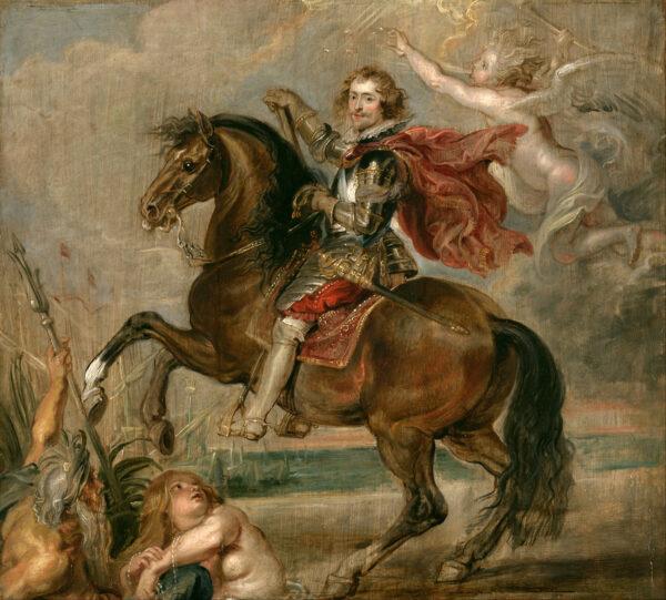 Study for an equestrian portrait of George Villiers, the Duke of Buckingham, 1621, by Peter Paul Rubens. Oil on panel; 18 3/8 inches by 20 3/8 inches. Kimball Art Museum, Fort Worth, Texas. (Public Domain)