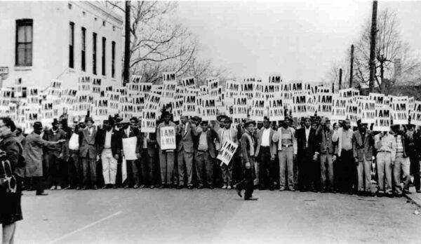 Photograph by Ernest Withers of the 1968 Memphis sanitation workers' strike, in the documentary "The Picture Taker." Withers Family Trust. (PBS)
